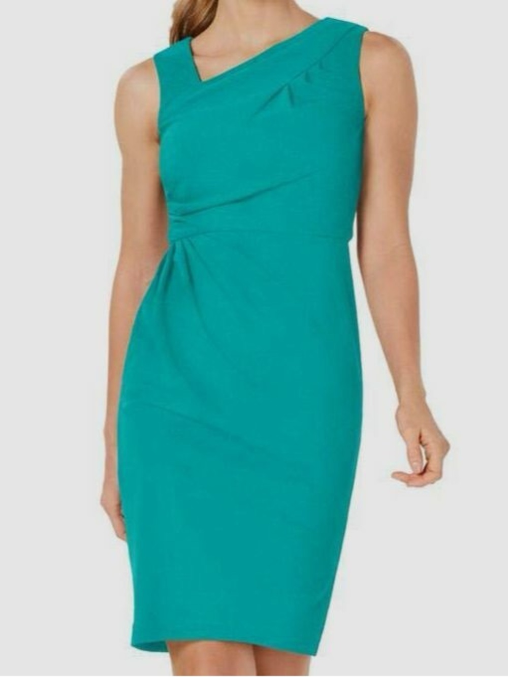 Calvin Klein Teal Asymmetrical Sheath Dress
